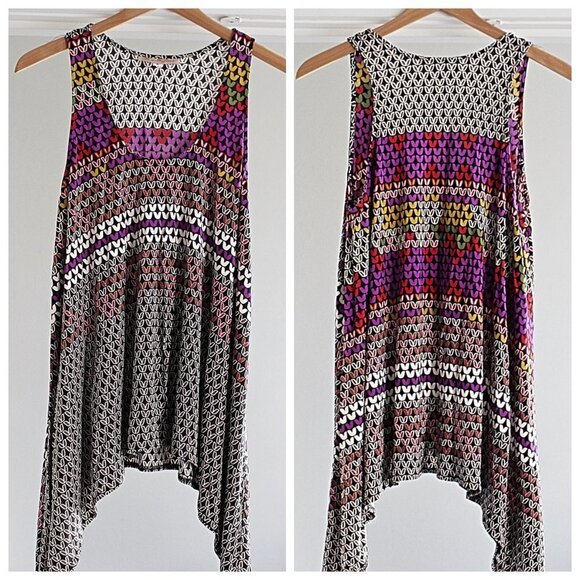 Mara Hoffman - Geometric Print Trapeze Tunic or Swim Cover, Silk Jersey, S - Picture 1 of 9